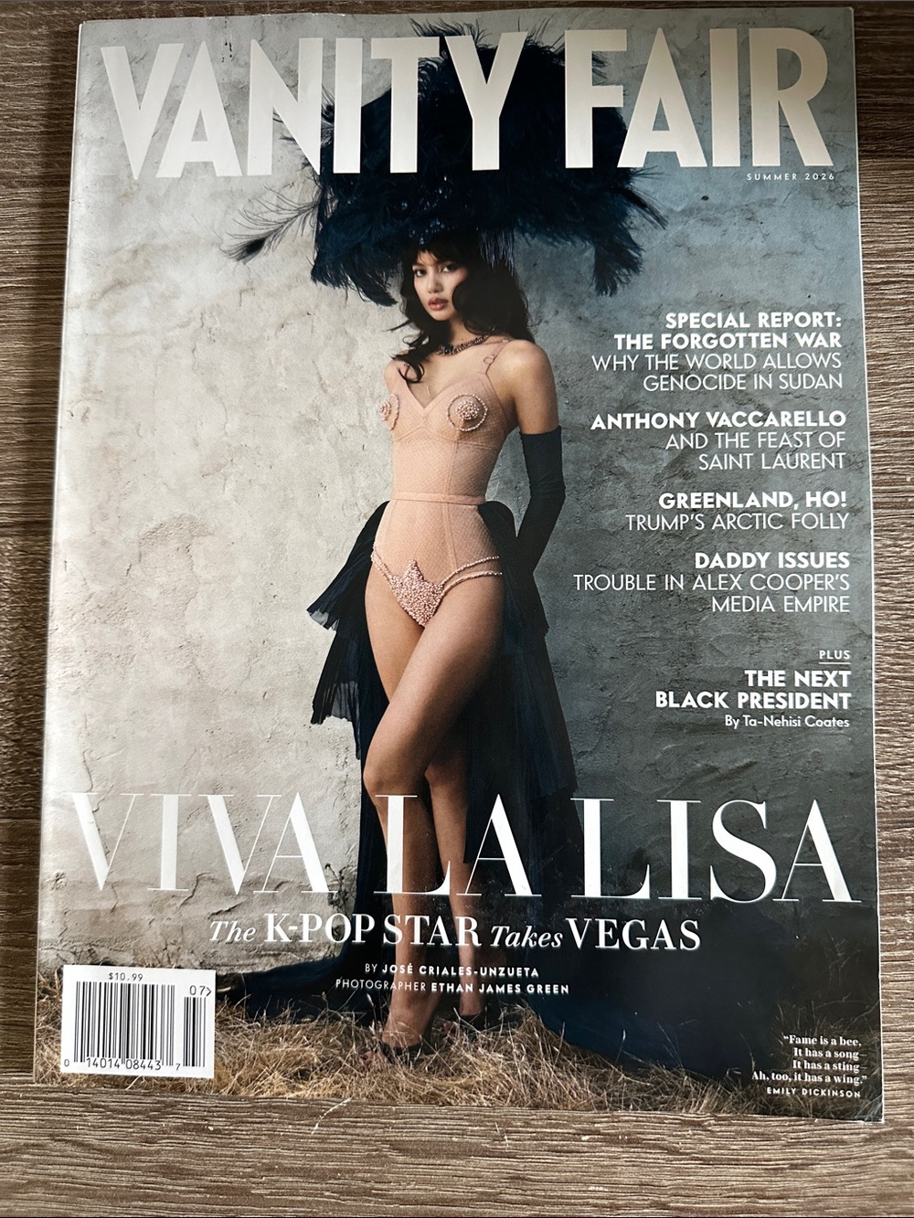 Vanity Fair Cover — Black Feather Headpiece with Nude Bodysuit